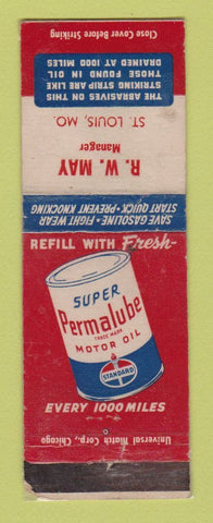 Matchbook Cover - Standard oil gas RW May St Louis MO WORN LAMINATED