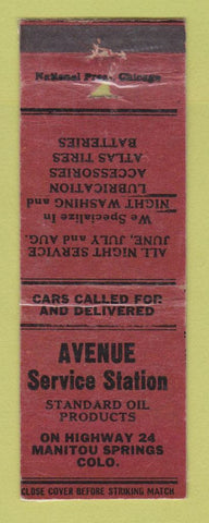 Matchbook Cover - Standard oil gas  Manitou Springs Colorado WORN LAMINATED