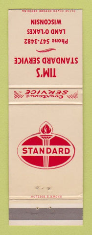 Matchbook Cover - Standard oil gas Tim's Land O Lakes WI