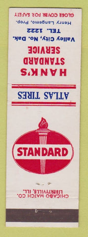 Matchbook Cover - Standard oil gas Hank's Valley City ND low phone #