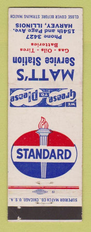 Matchbook Cover - Standard oil gas Matt's Harvey IL