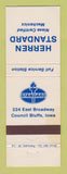 Matchbook Cover - Standard oil gas Herren Council Bluffs IA STAINED