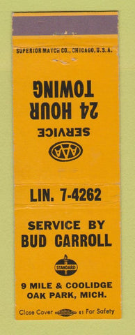 Matchbook Cover - Standard oil gas Bud Carroll Oak Park MI
