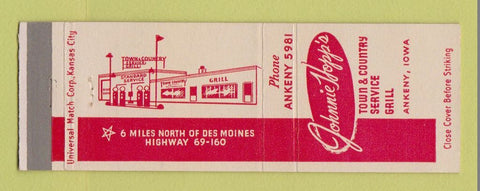 Matchbook Cover - Standard oil gas Johnnie Hopp's Ankeny IA