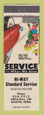 Matchbook Cover - Standard oil gas Hi Way DeSoto IA
