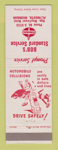 Matchbook Cover - Standard oil gas Bob's Plymouth MI safety