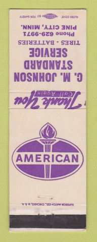 Matchbook Cover - Standard oil gas CM Johnson Pine City MN LAMINATED