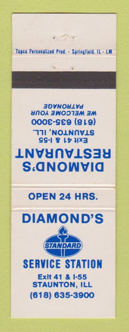 Matchbook Cover - Standard oil gas Diamond's Staunton IL