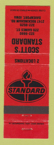 Matchbook Cover - Standard oil gas Scott's Davenport IA