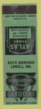 Matchbook Cover - Standard oil gas Keith Dinwiddie Lowell IN WORN LAMINATED