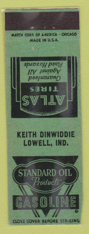 Matchbook Cover - Standard oil gas Keith Dinwiddie Lowell IN WORN LAMINATED