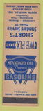 Matchbook Cover Standard oil gas Short's South Whitley IN low phone # LAMINATED