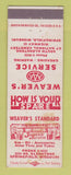 Matchbook Cover - Standard oil gas Weaver's Springfield MO STAINED