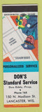 Matchbook Cover - Standard oil gas Don's Lancaster WI