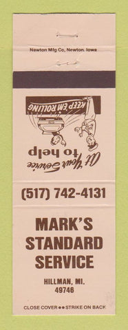 Matchbook Cover - Standard oil gas Mark's Hillman MI