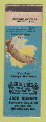 Matchbook Cover - Standard oil gas Jack Rogers Ringgold GA LAMINATED