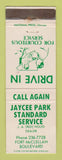 Matchbook Cover - Standard oil gas Jaycee Park  WEAR