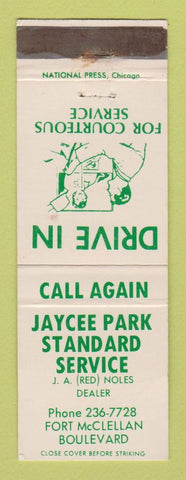 Matchbook Cover - Standard oil gas Jaycee Park  WEAR