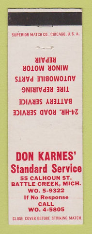 Matchbook Cover - Standard oil gas Don Karnes' Battle Creek MI
