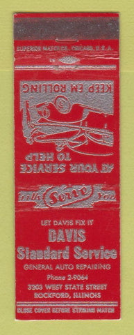 Matchbook Cover - Standard oil gas Davis Rockford IL RED LAMINATED