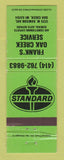 Matchbook Cover - Standard oil gas Frank's Oak Creek WI WEAR