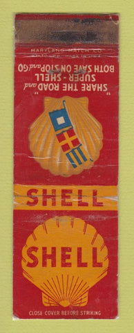 Matchbook Cover - Shell oil gas Share the Road WORN LAMINATED