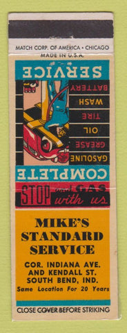 Matchbook Cover - Standard oil gas Mike's South Bend IN LAMINATED