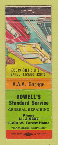 Matchbook Cover - Standard oil gas Rowell's Rambler POOR