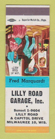 Matchbook Cover - Standard oil gas Lilly Road Garage Milwaukee WI hillbilly