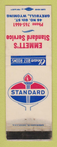 Matchbook Cover - Standard oil gas Emmett's Greybull WY WORN LAMINATED