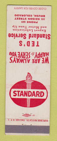 Matchbook Cover - Standard oil gas Ted's Brush Colorado low phone #