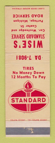 Matchbook Cover - Standard oil gas Wise's Portage MI WEAR