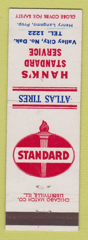 Matchbook Cover - Standard oil gas Hank's Valley City ND low phone #