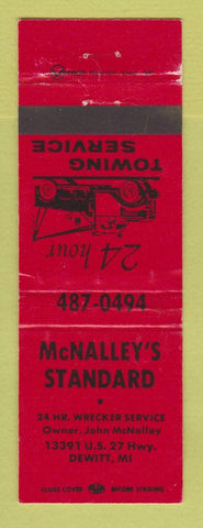 Matchbook Cover - Standard oil gas McNalley's Dewitt MI WEAR