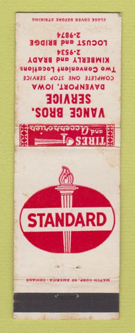 Matchbook Cover - Standard oil gas Vance Bros Davenport IA WEAR