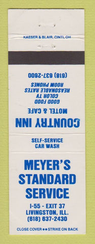 Matchbook Cover - Standard oil gas Meyer's Livingston IL Country Inn