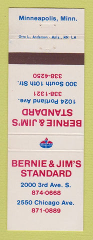 Matchbook Cover - Standard oil gas Bernie and Jim's Minneapolis MN