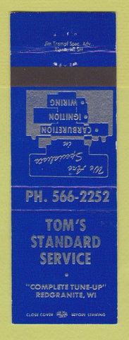 Matchbook Cover - Standard oil gas Tom's Redgranite WI
