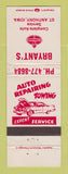 Matchbook Cover - Standard oil gas Bryant's St Anthony IA WEAR