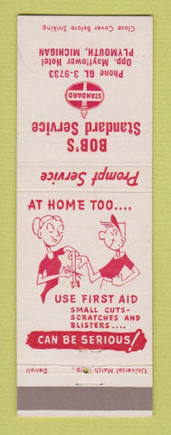 Matchbook Cover - Standard oil gas Bob's Plymouth MI safety