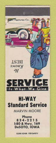 Matchbook Cover - Standard oil gas Hi Way DeSoto IA
