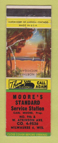 Matchbook Cover - Standard oil gas Moore's Milwaukee WI LAMINATED