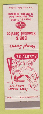 Matchbook Cover - Standard oil gas Bob's Plymouth MI safety