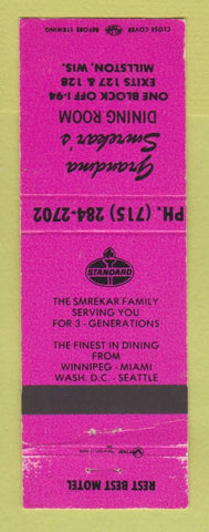 Matchbook Cover - Standard oil gas Grandma Smrekar's Millston WI motel
