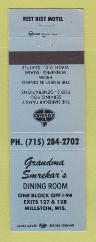 Matchbook Cover - Standard oil gas Grandma Smrekar's Millston WI motel