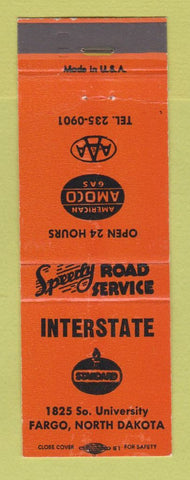 Matchbook Cover - Standard oil gas Interstate Fargo ND Amoco DARK ORANGE