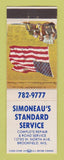 Matchbook Cover - Standard oil gas Simoneau's Brookfield WI