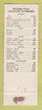 Matchbook Cover - Standard oil gas Lynch's Jackson Hole WY RED WEAR