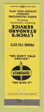 Matchbook Cover - Standard oil gas Lynch's Jackson Hole WY YELLOW