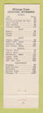 Matchbook Cover - Standard oil gas Lynch's Jackson Hole WY YELLOW